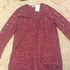 NWT pearl detailed sweater coat